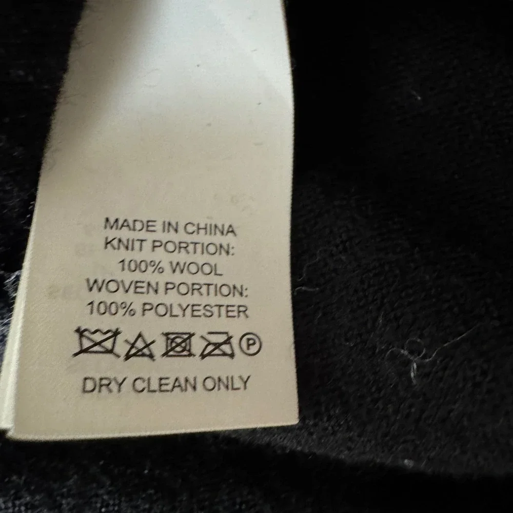 Kate Spade New York Wool Knit Mixed Media Ruffle Hem Sweater Dress Black XS